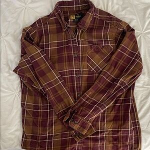 Browning Maroon and Tan Plaid Shirt